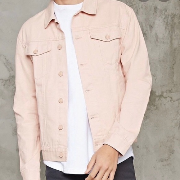 pink jeans jacket for men